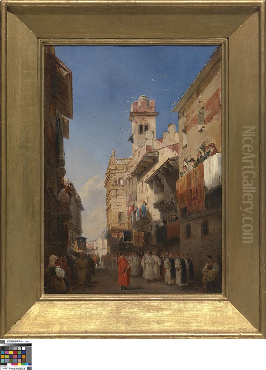 Processie in Verona Oil Painting by Richard Parkes Bonington