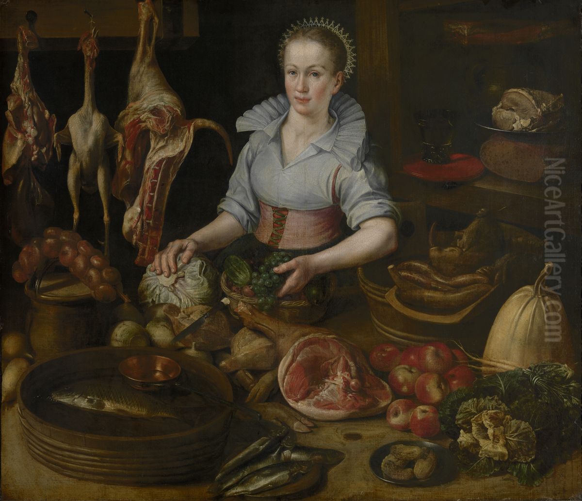 The Kitchen Maid Oil Painting by Lucas van Valckenborch