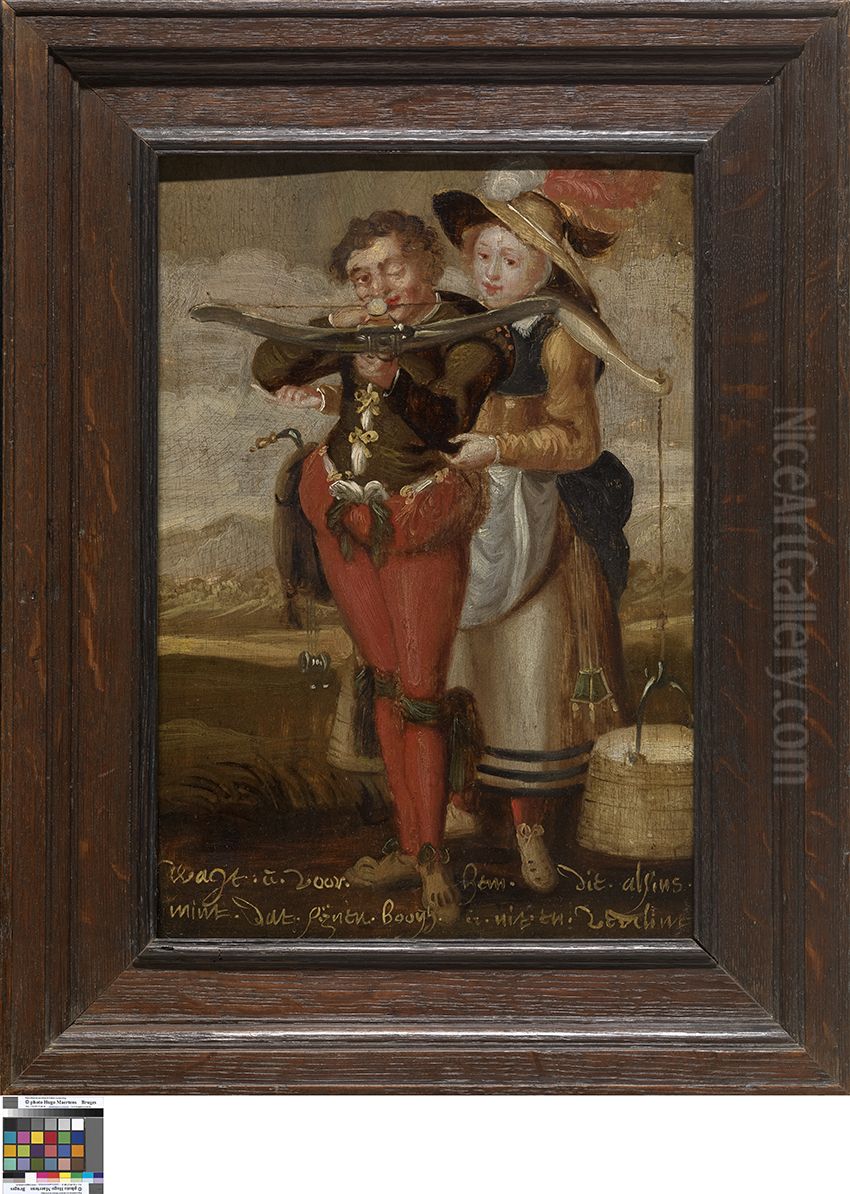 De boogschutter en het meisje Oil Painting by Jacob de Gheyn II