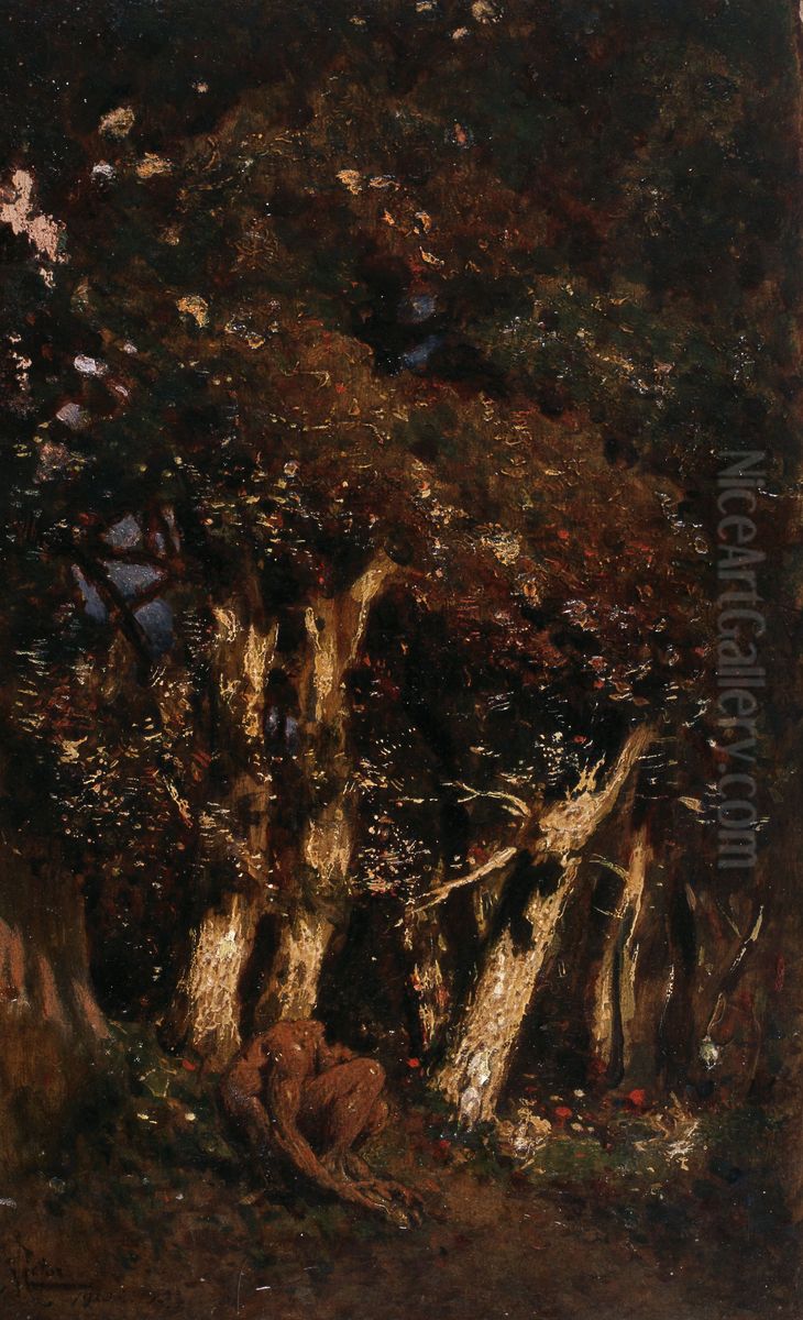 Woodland Oil Painting by Mario De Maria