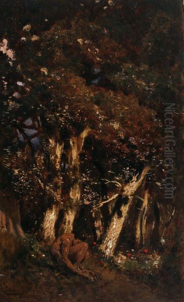 Woodland Oil Painting by Mario De Maria