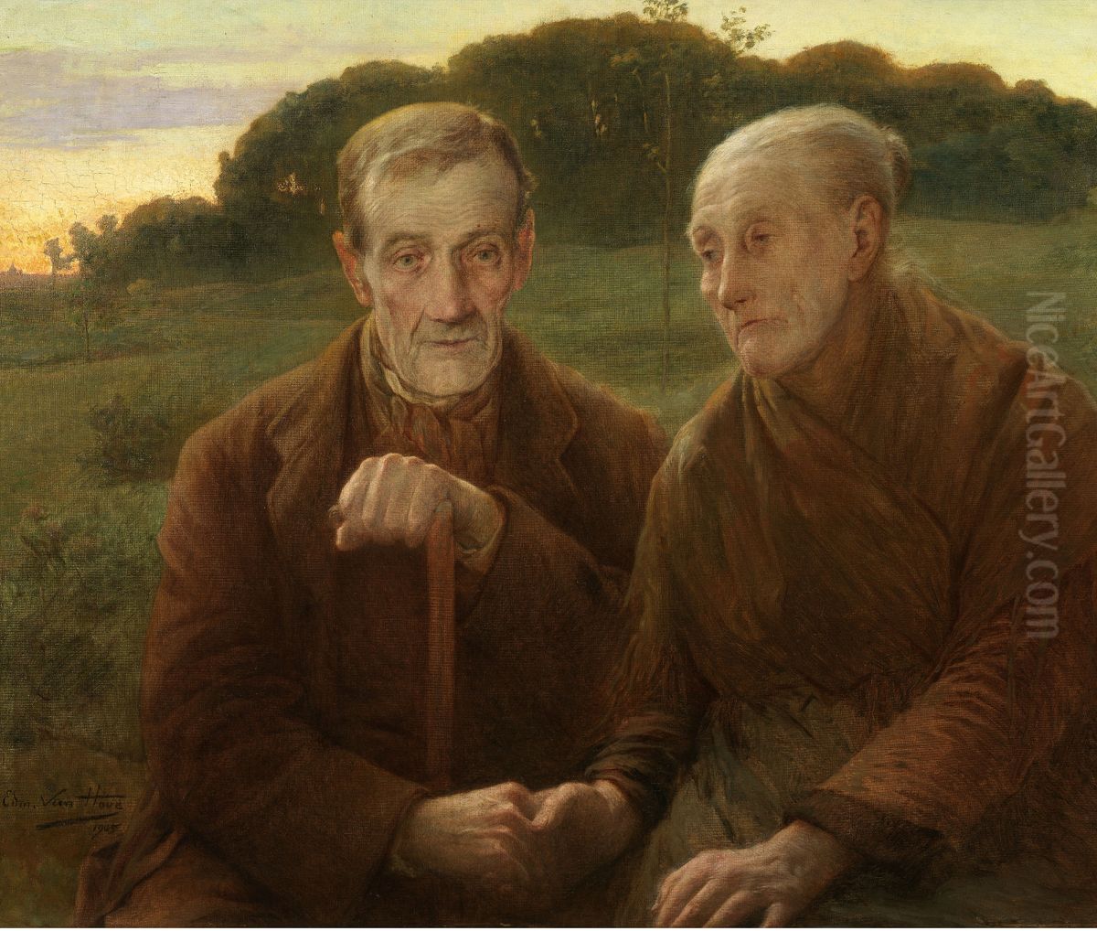 Levensavond Oil Painting by Edmond Van Hove