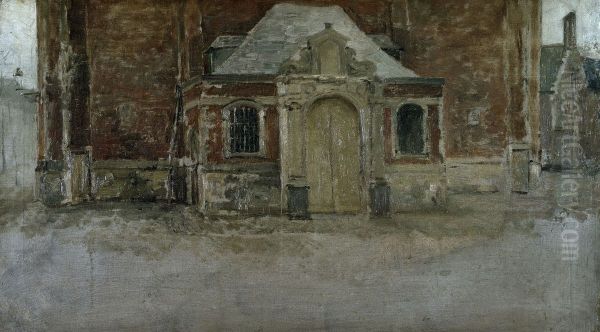 The Entrance to Saint Elizabeth's Church in Ghent Oil Painting by Jean Delvin