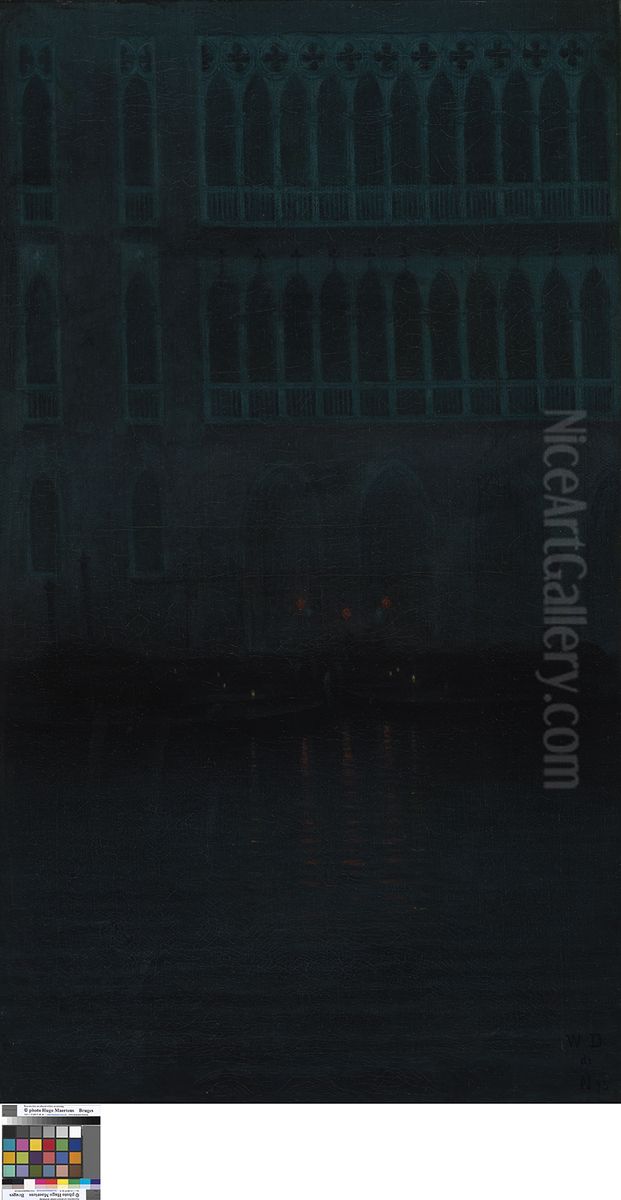Nacht in Venetie Oil Painting by William Degouve de Nuncques