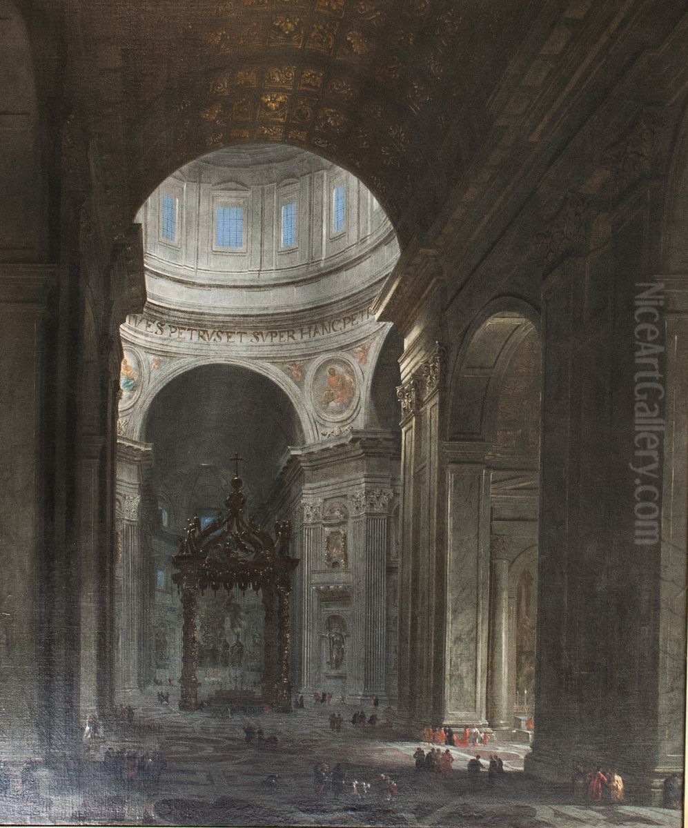 Interior of Saint Peter's in Rome Oil Painting by Wilhelm Schubert van Ehrenberg