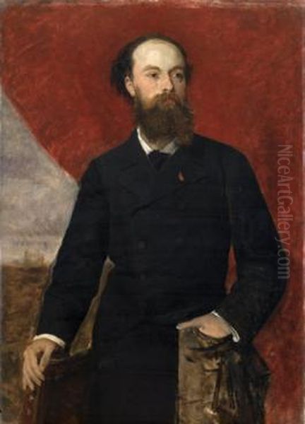 Portrait of the Sculptor Paul De Vigne Oil Painting by Lievin de Winne