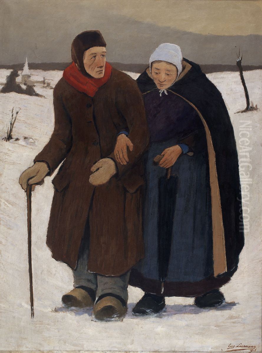 Old Couple Oil Painting by Eugene Laermans