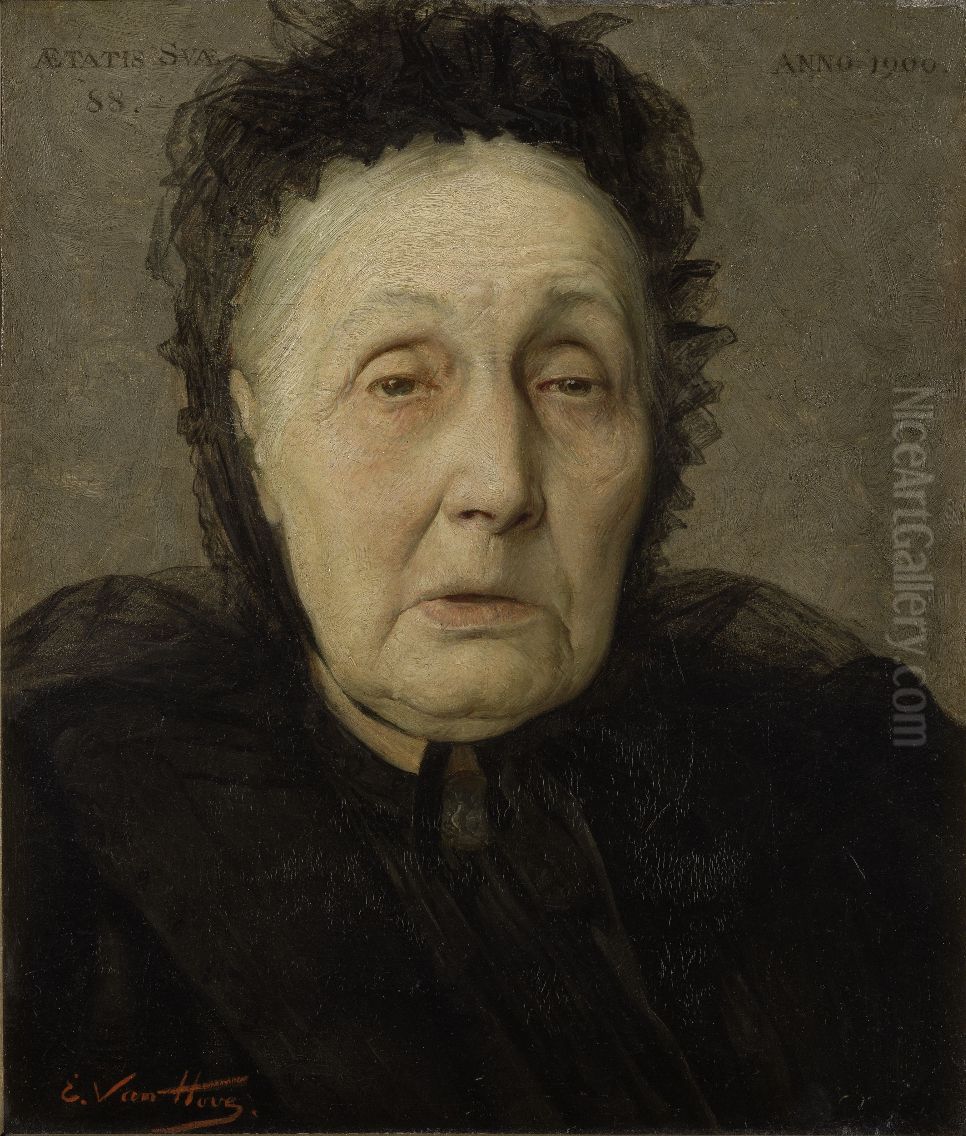Portrait of Anna Maria Moulaert Oil Painting by Edmond Van Hove
