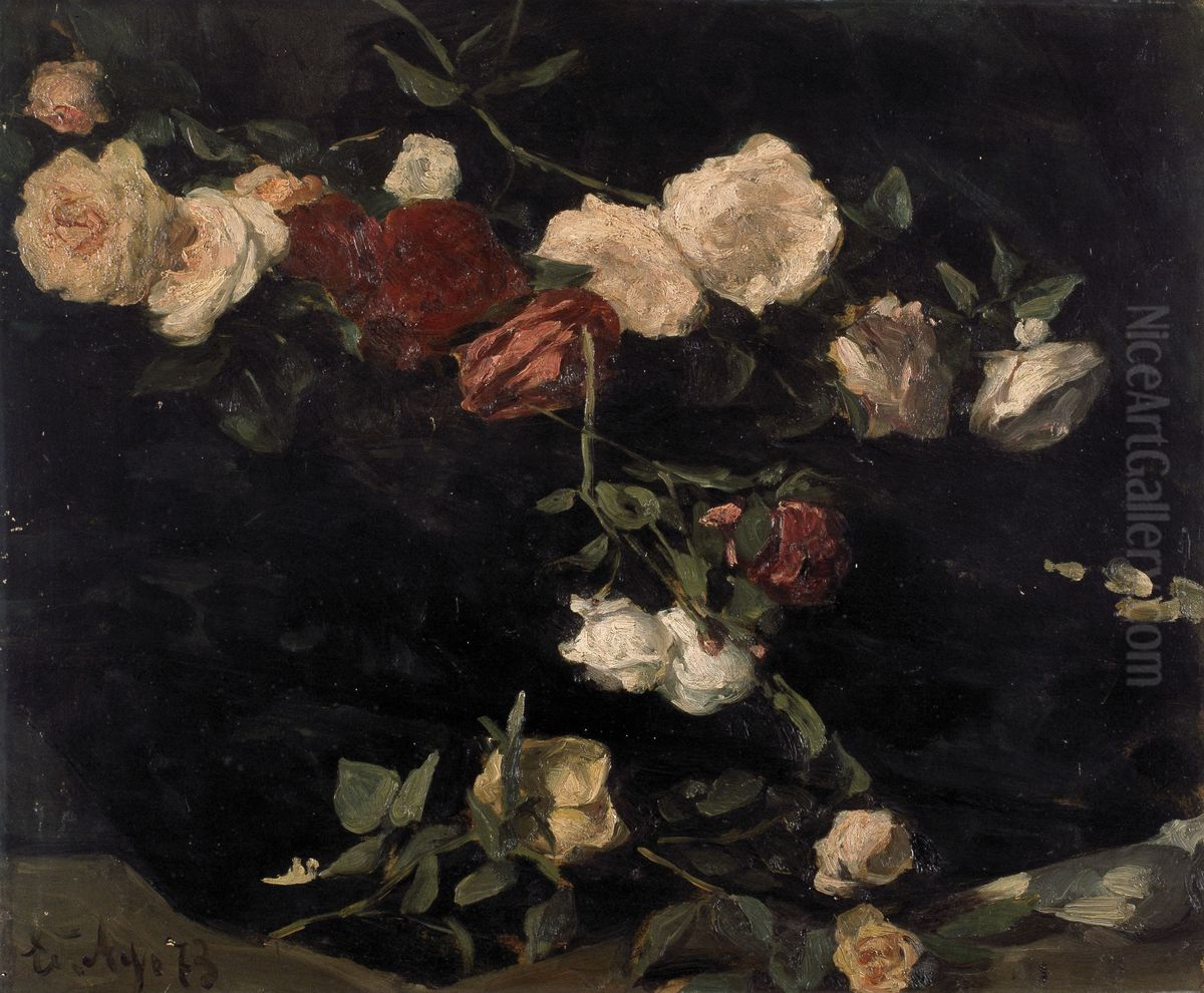 Roses Oil Painting by Edouard Agneessens