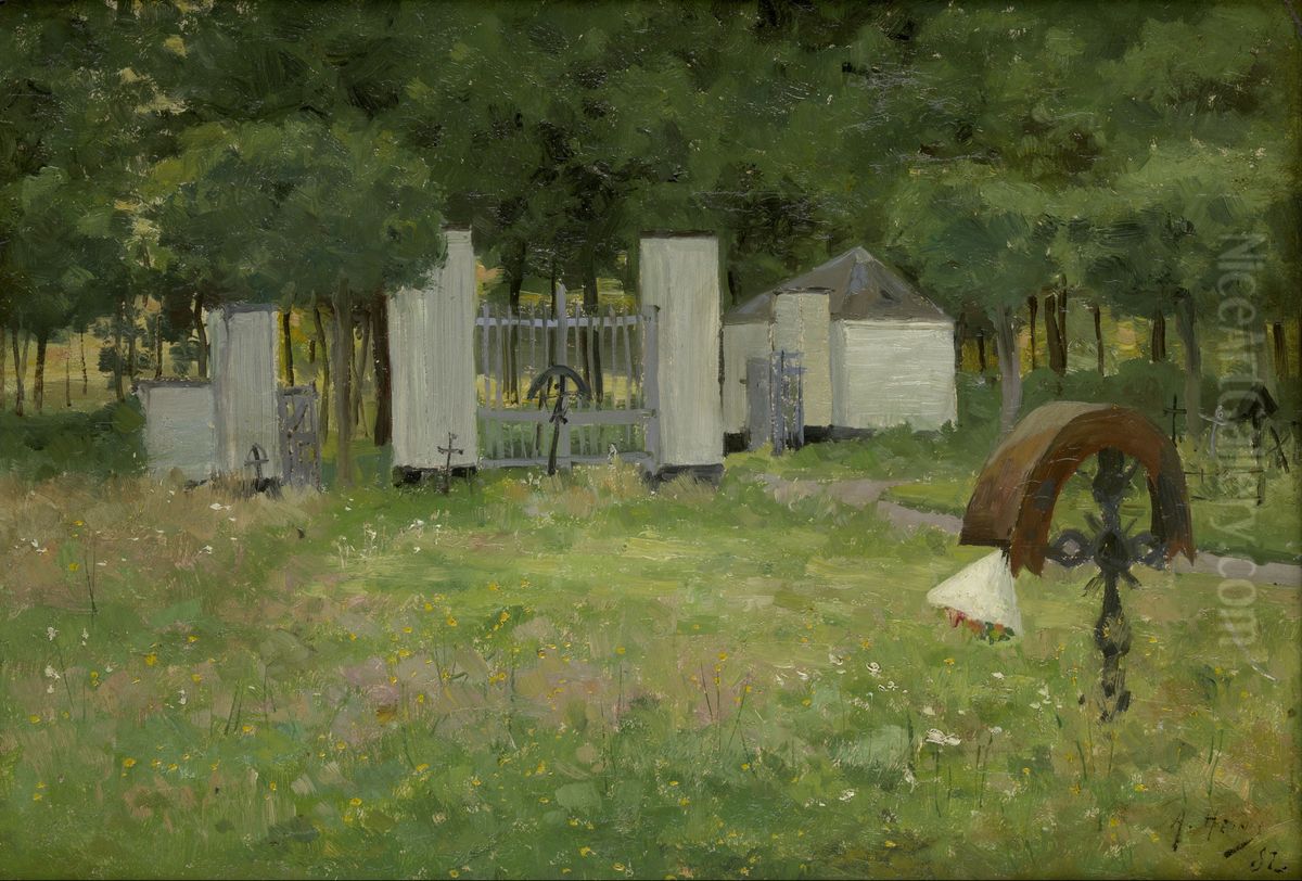 The Old Graveyard in Wondelgem (Ghent) Oil Painting by Armand Heins