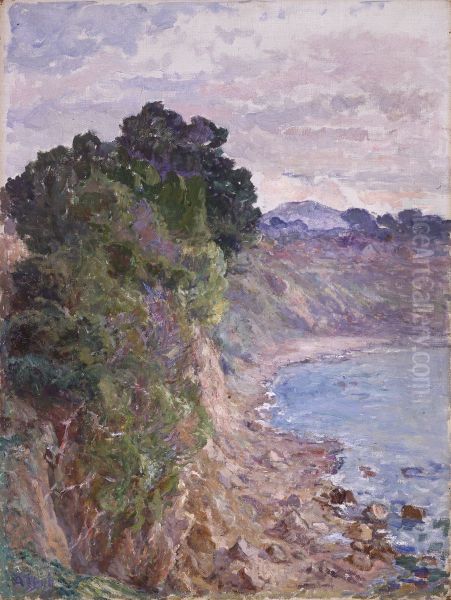 Cliffs on the Coast of Sanary (Provence) Oil Painting by Anna Boch