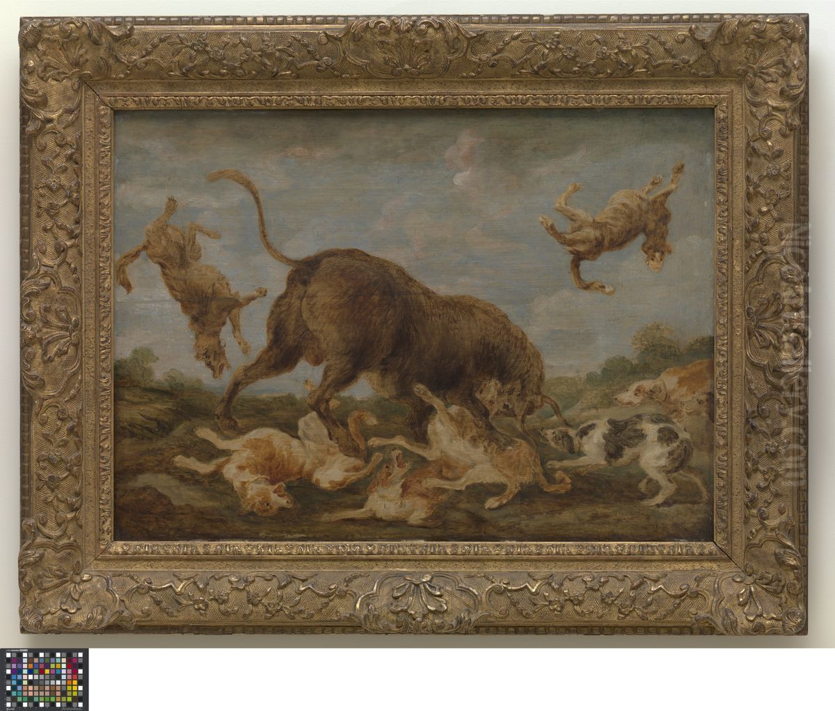 Buffalo Attacked by Dogs Oil Painting by Paul de Vos