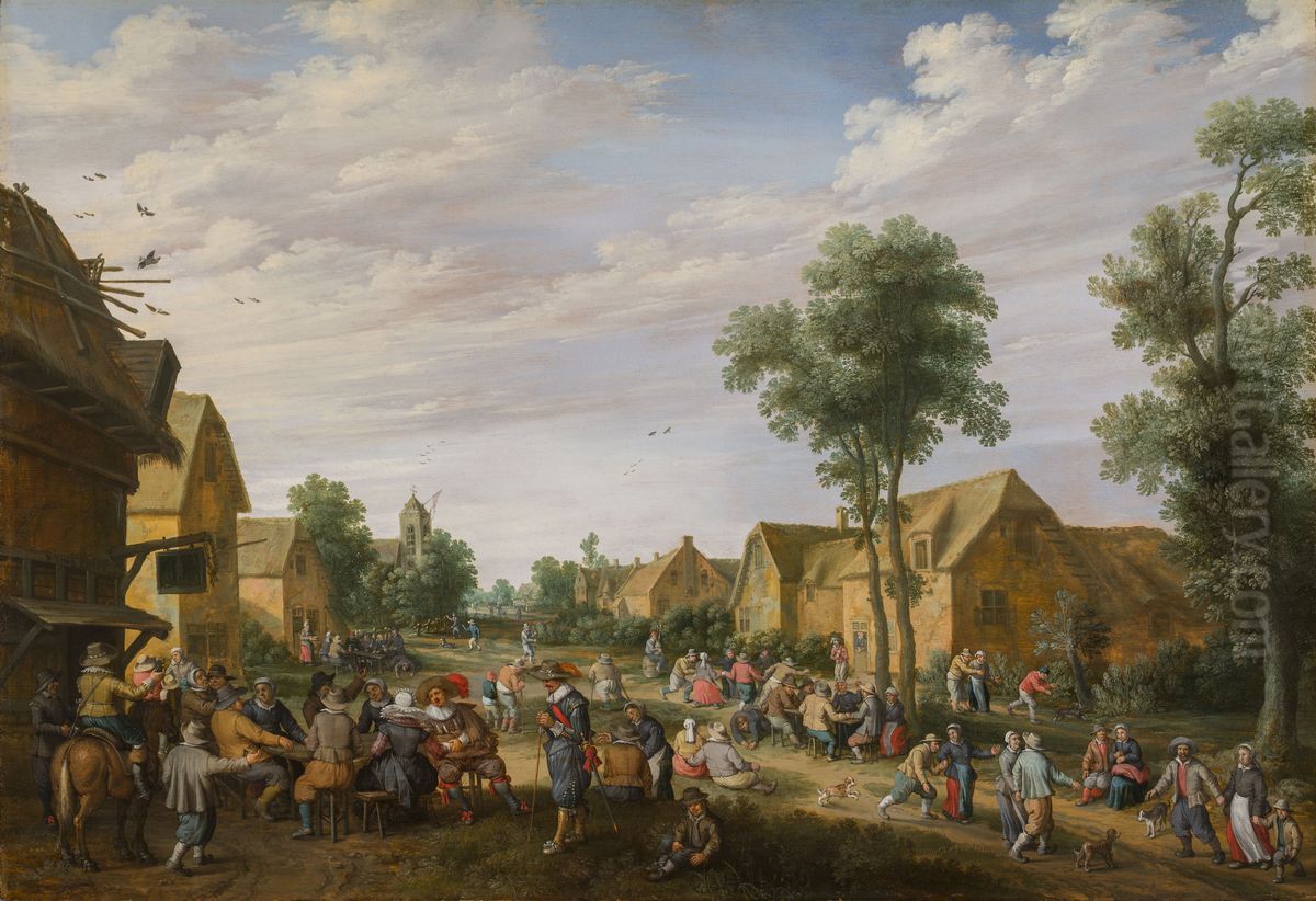 Village Fair Oil Painting by Joost Cornelisz Droochsloot