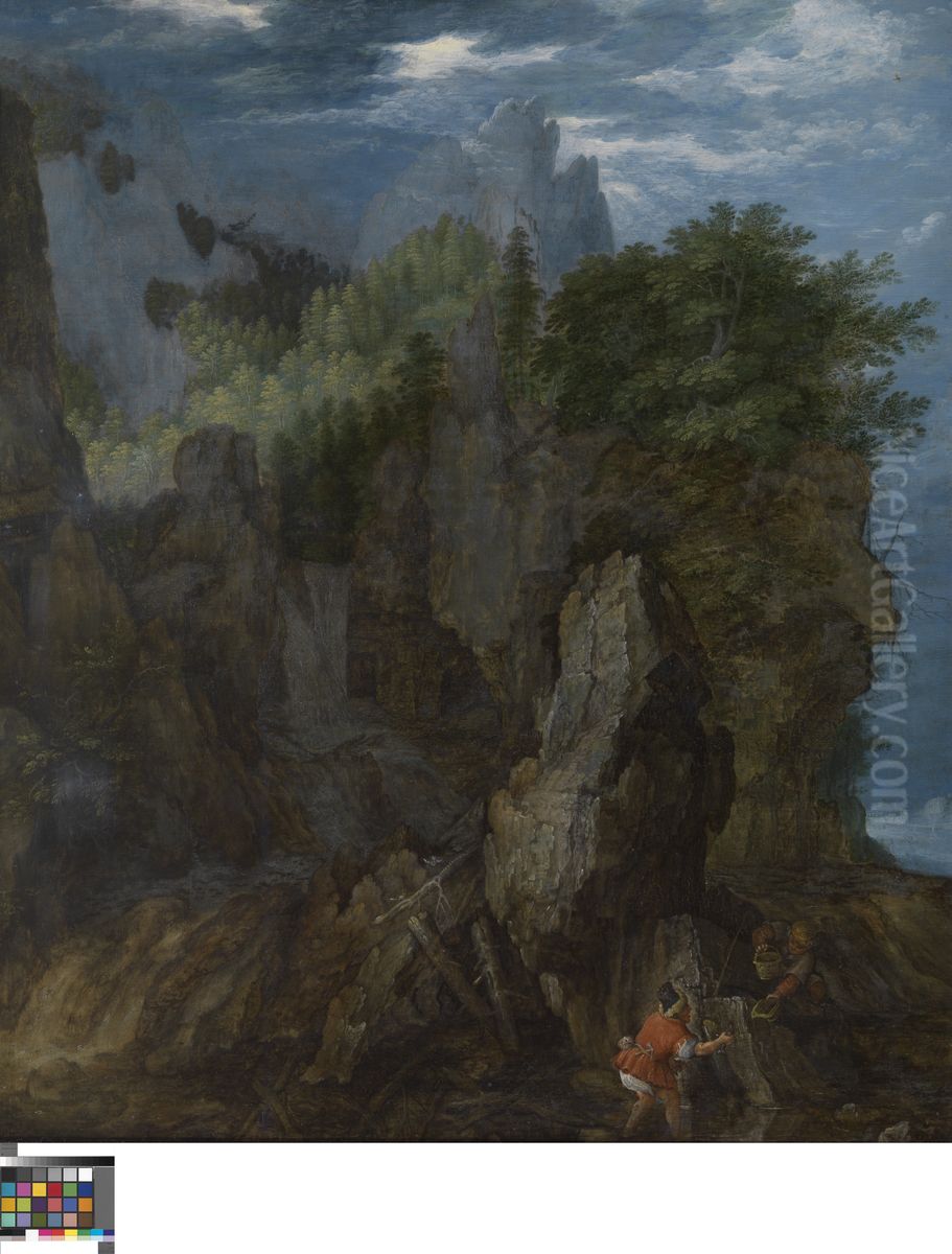 Crayfish fishermen Oil Painting by Roelant Savery