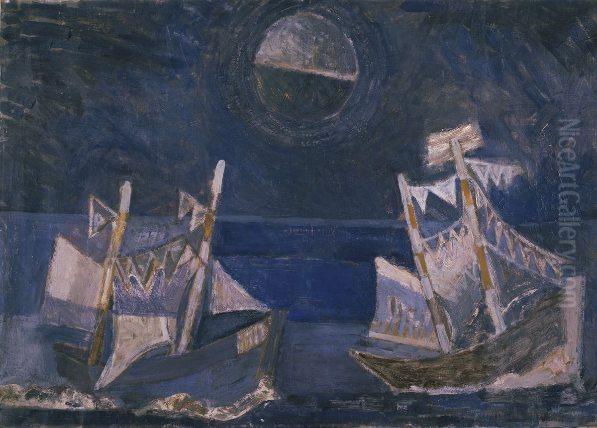 Blauwe marine Oil Painting by Arie Van der Giessen