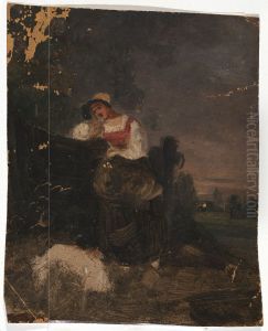 Farmer's Wife Leaning on a Fence (study)