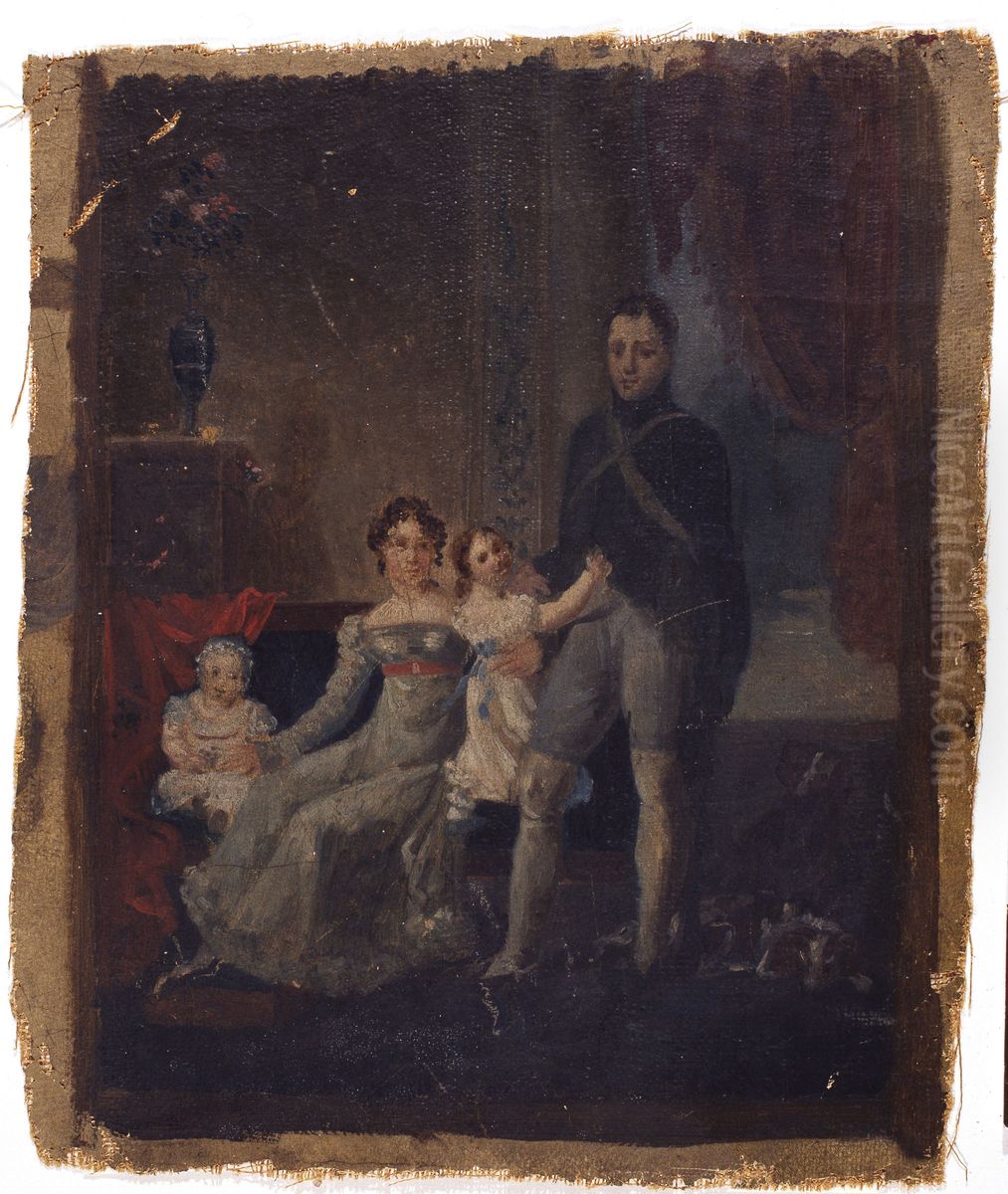 Family Portrait (study) Oil Painting by Jozef Geirnaert