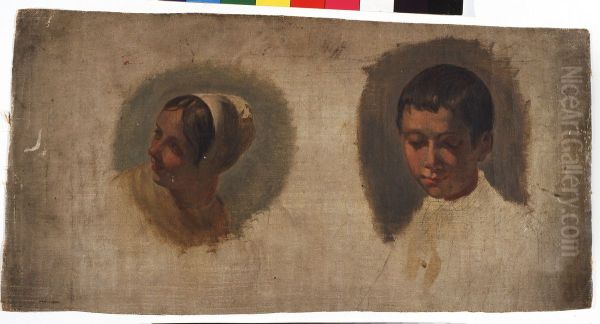 Heads (study) Oil Painting by Jozef Geirnaert