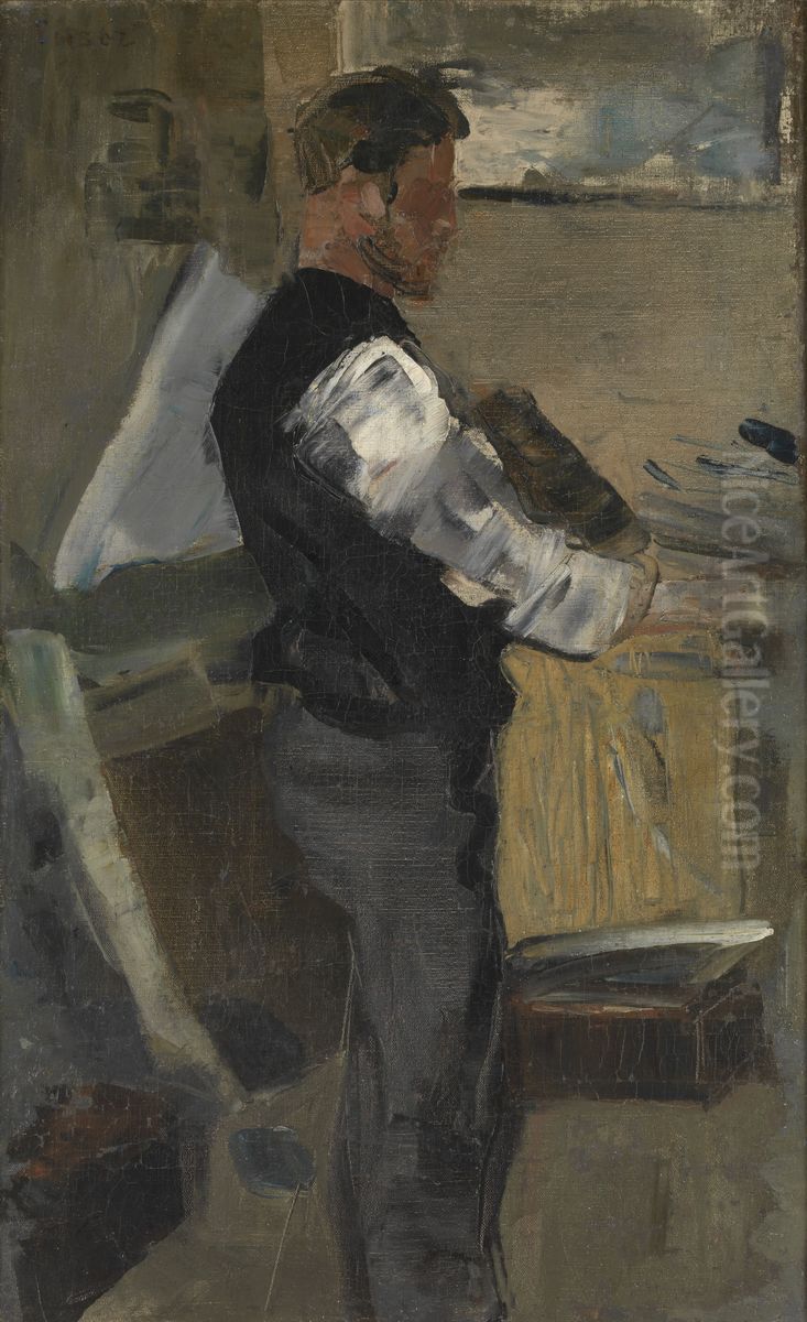 Willy Finch in the Studio Oil Painting by James Ensor