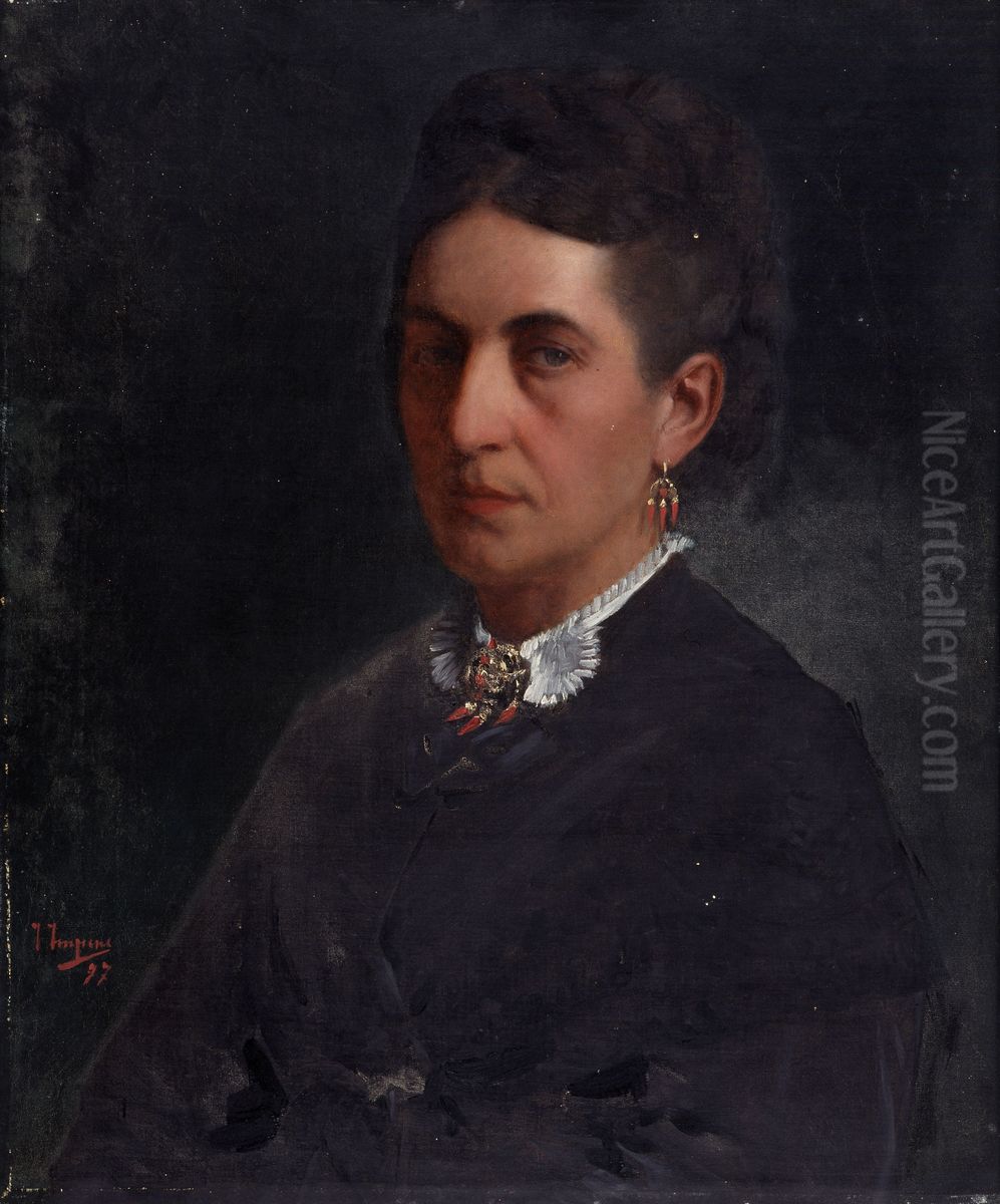 Portrait of Mrs Donny Oil Painting by Josse Impens Portrait of Mrs Donny Oil Painting by Josse Impens