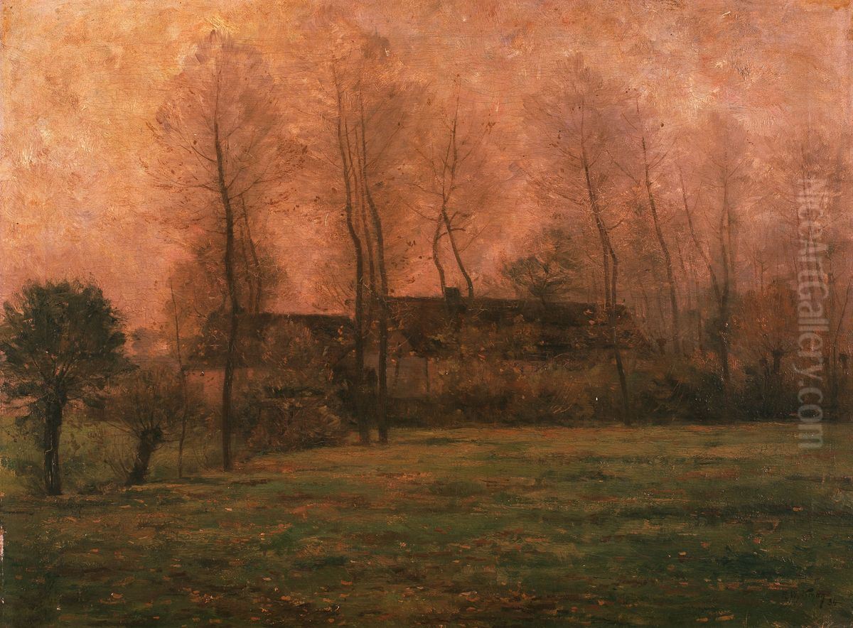 Farm at Dusk Oil Painting by Rodolphe Wytsman