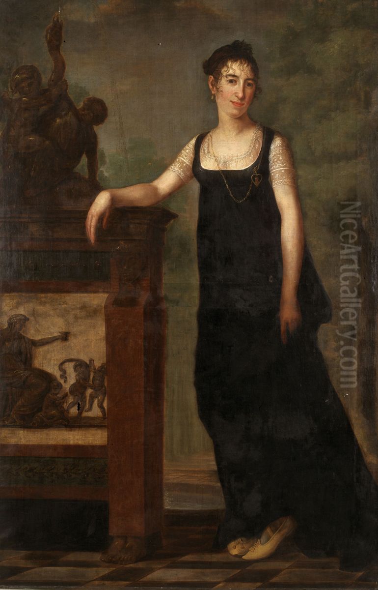 Portrait of Anna Van Damme Oil Painting by Pieter Van Huffel