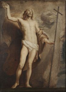 Christ on the Cross; grisaille by another hand)