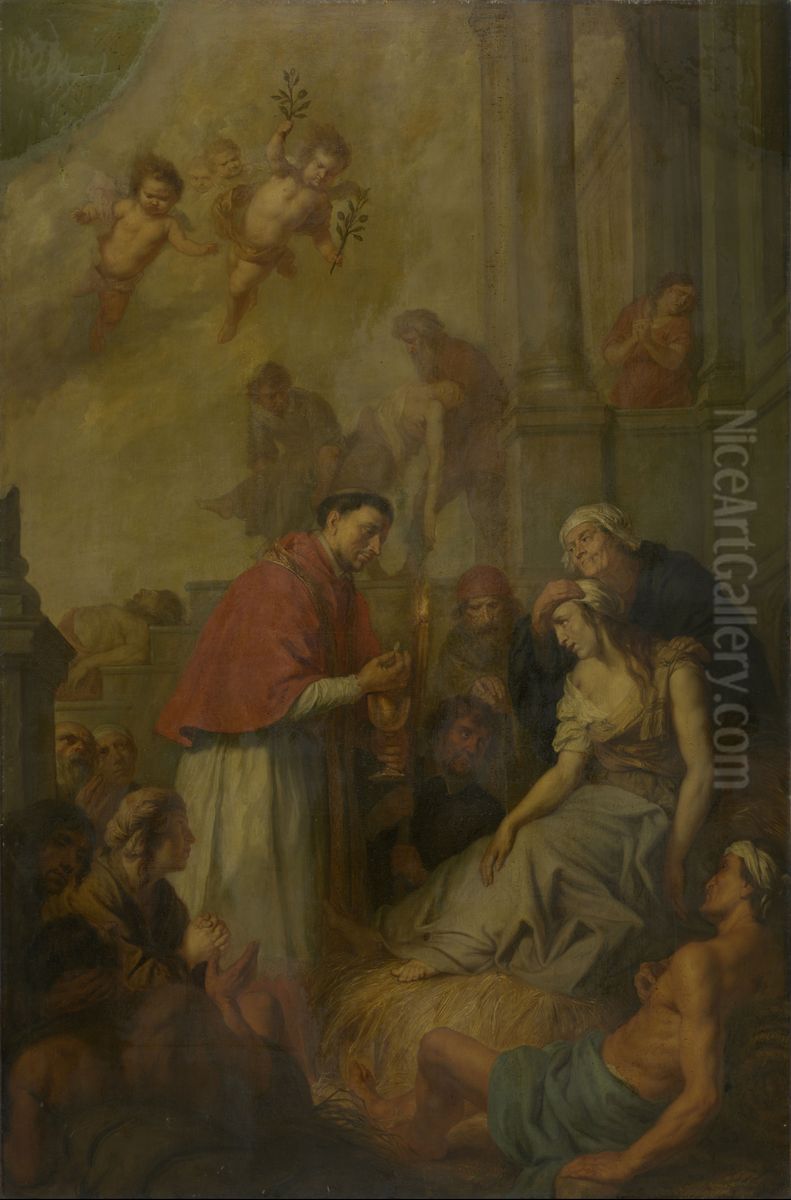 Saint Charles Borromeo Nursing the Plague Victims Oil Painting by Theodoor Boeyermans
