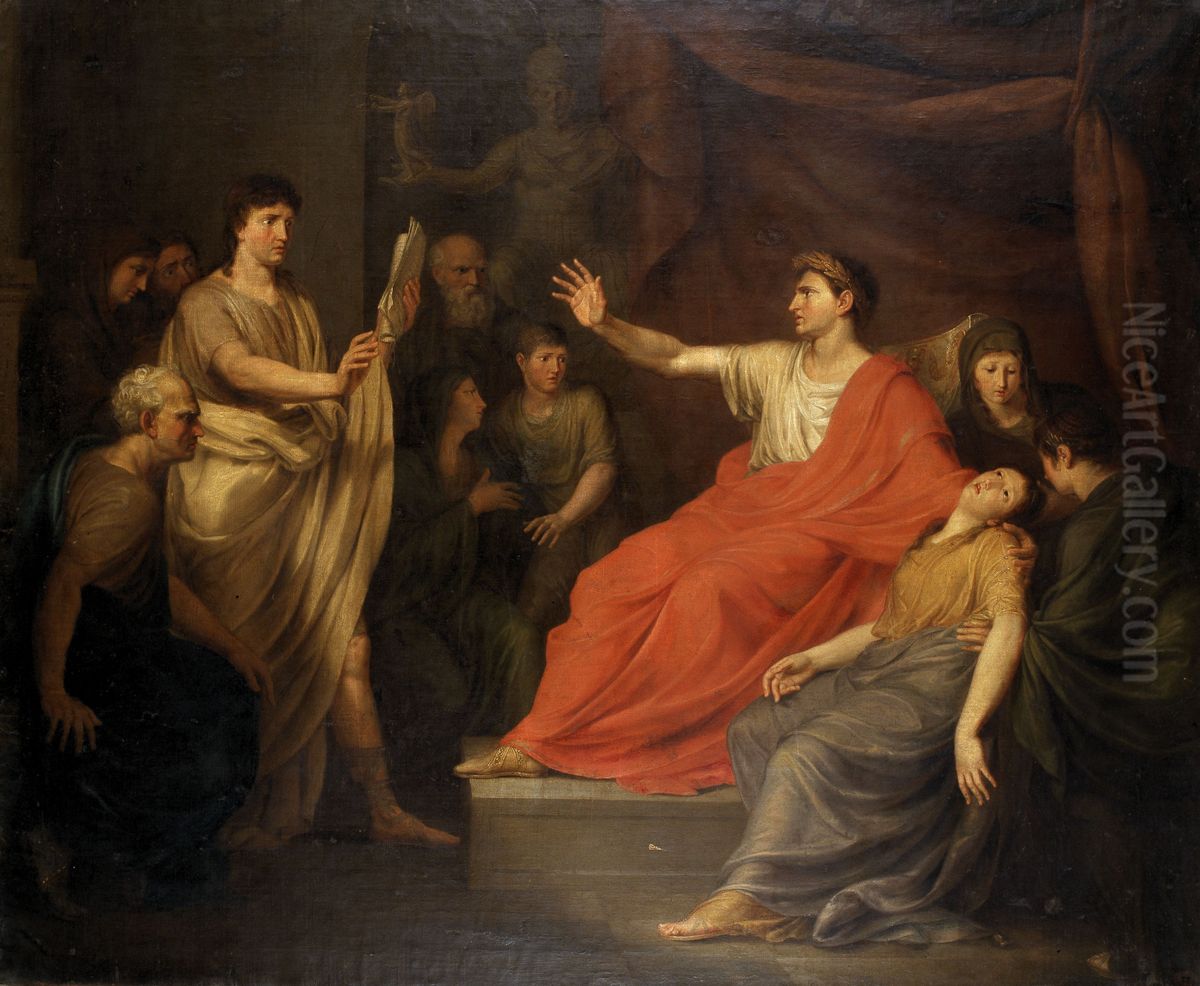 Virgil Reading the Aeneid to August, in the Presence of Octavia and Julia, Marcellus' Mother and Widow Oil Painting by Francois-Joseph Navez