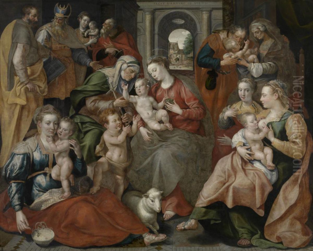 The Family of Saint Anne Oil Painting by Maerten De Vos
