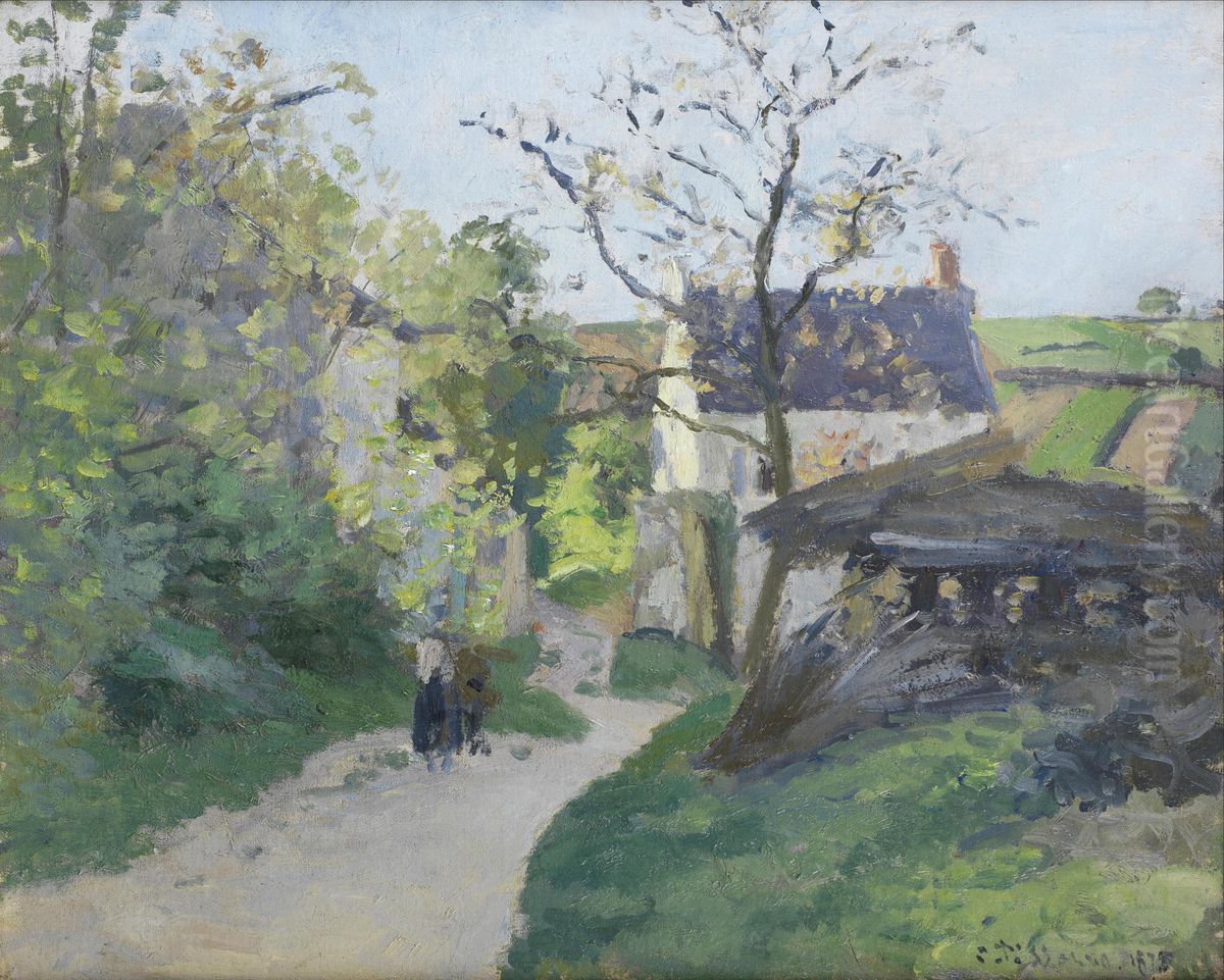 The Great Walnut Tree, the 'Rondest House', Pontoise Oil Painting by Camille Pissarro