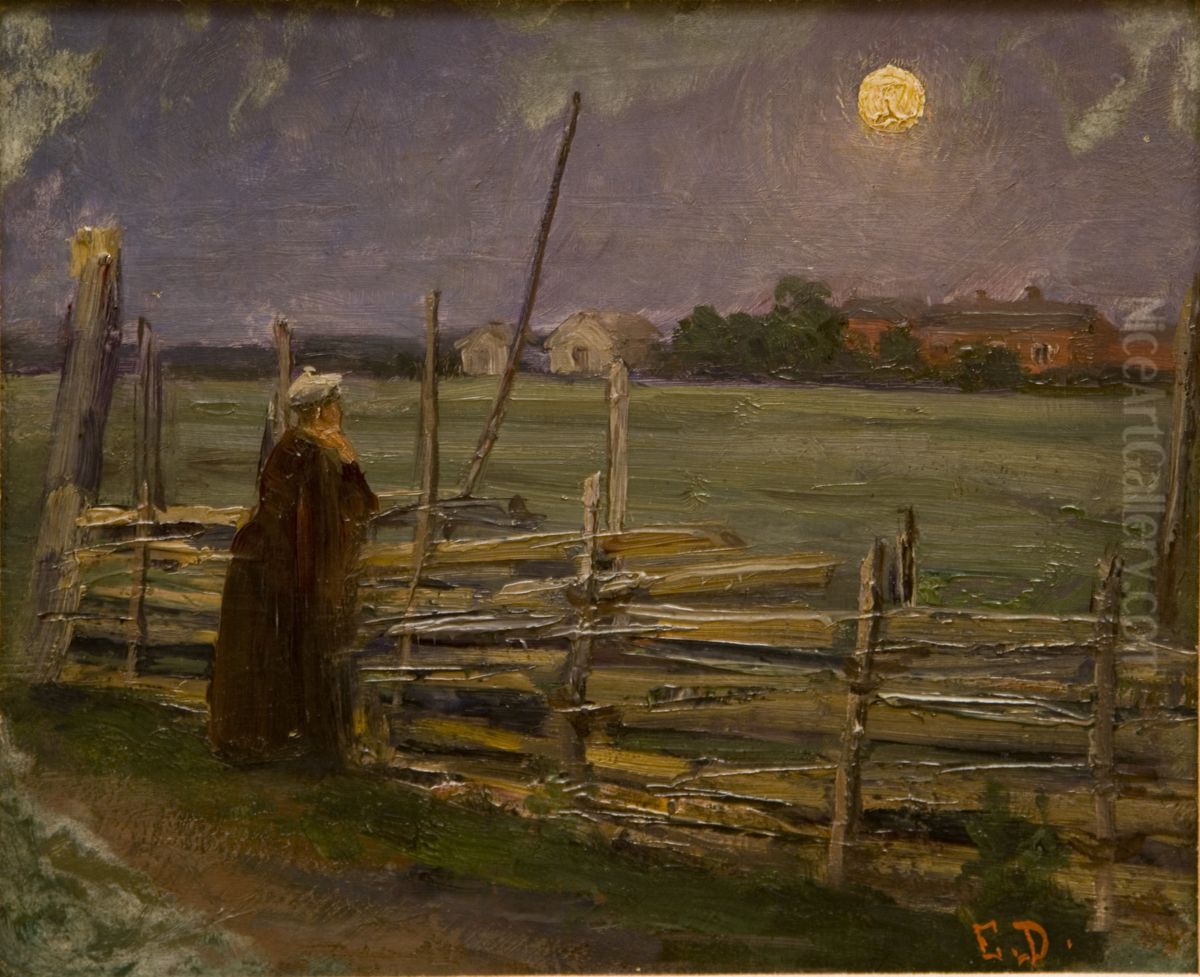 Moonlight Oil Painting by Elin Danielson-Gambogi