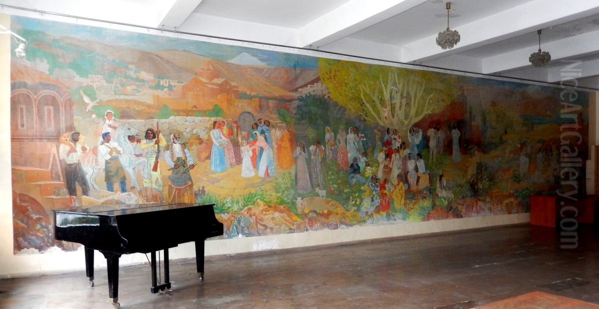 Armenian folk song festival, flower festival Oil Painting by Henrik Siravyan