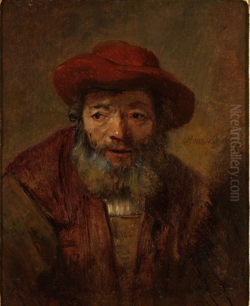 Portrait of an Old Man with a Beard and Red Hat Oil Painting by Rembrandt Portrait of an Old Man with a Beard and Red Hat Oil Painting by Rembrandt