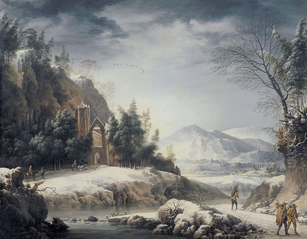 Winter Landscape with Figures Oil Painting by Francesco Foschi