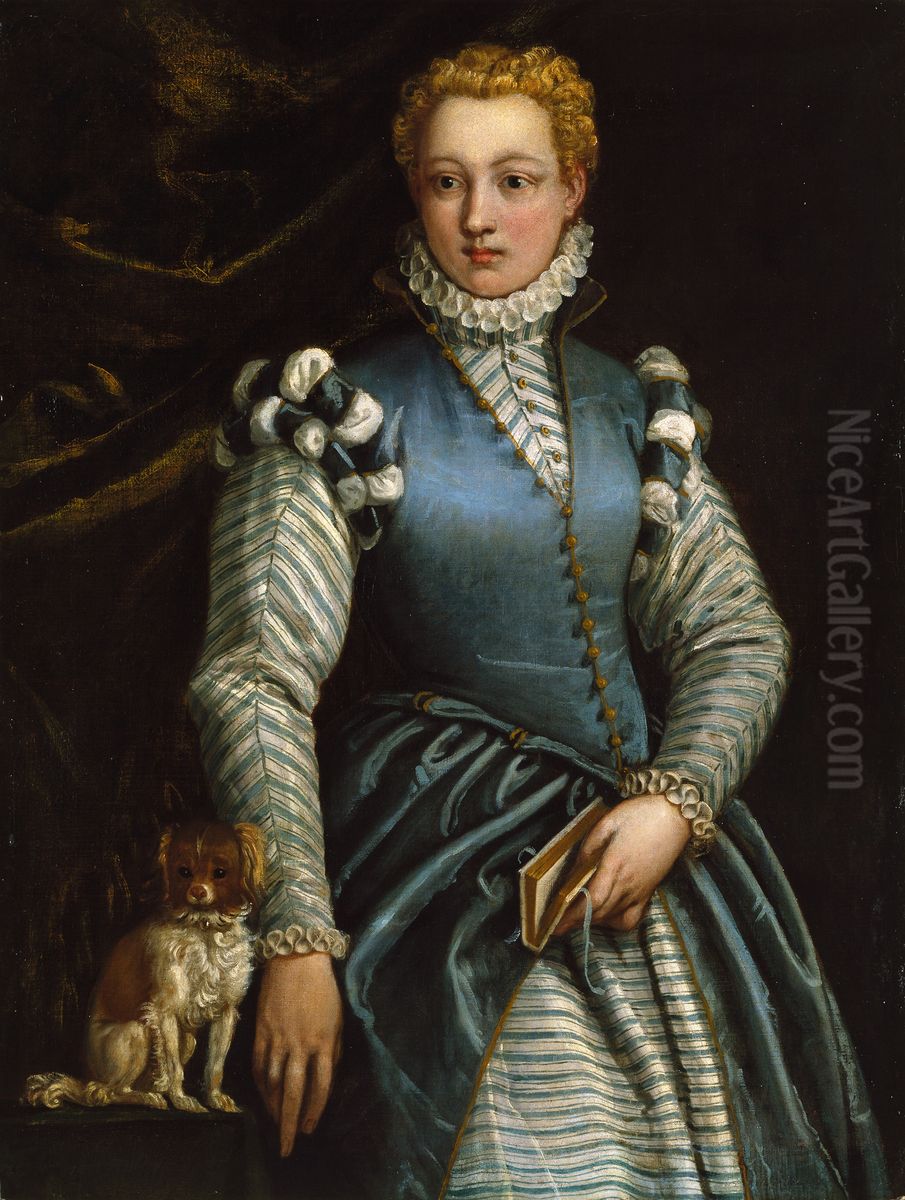 Portrait of a Woman with a dog Oil Painting by Paolo Veronese (Caliari)