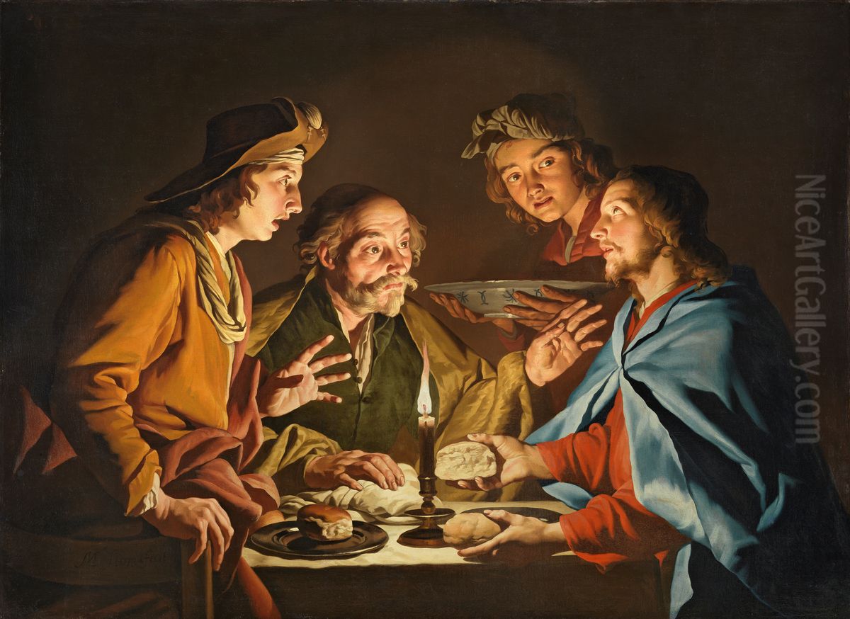 The Supper at Emmaus Oil Painting by Matthias Stom