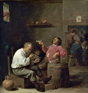 Peasants smoking in a tavern