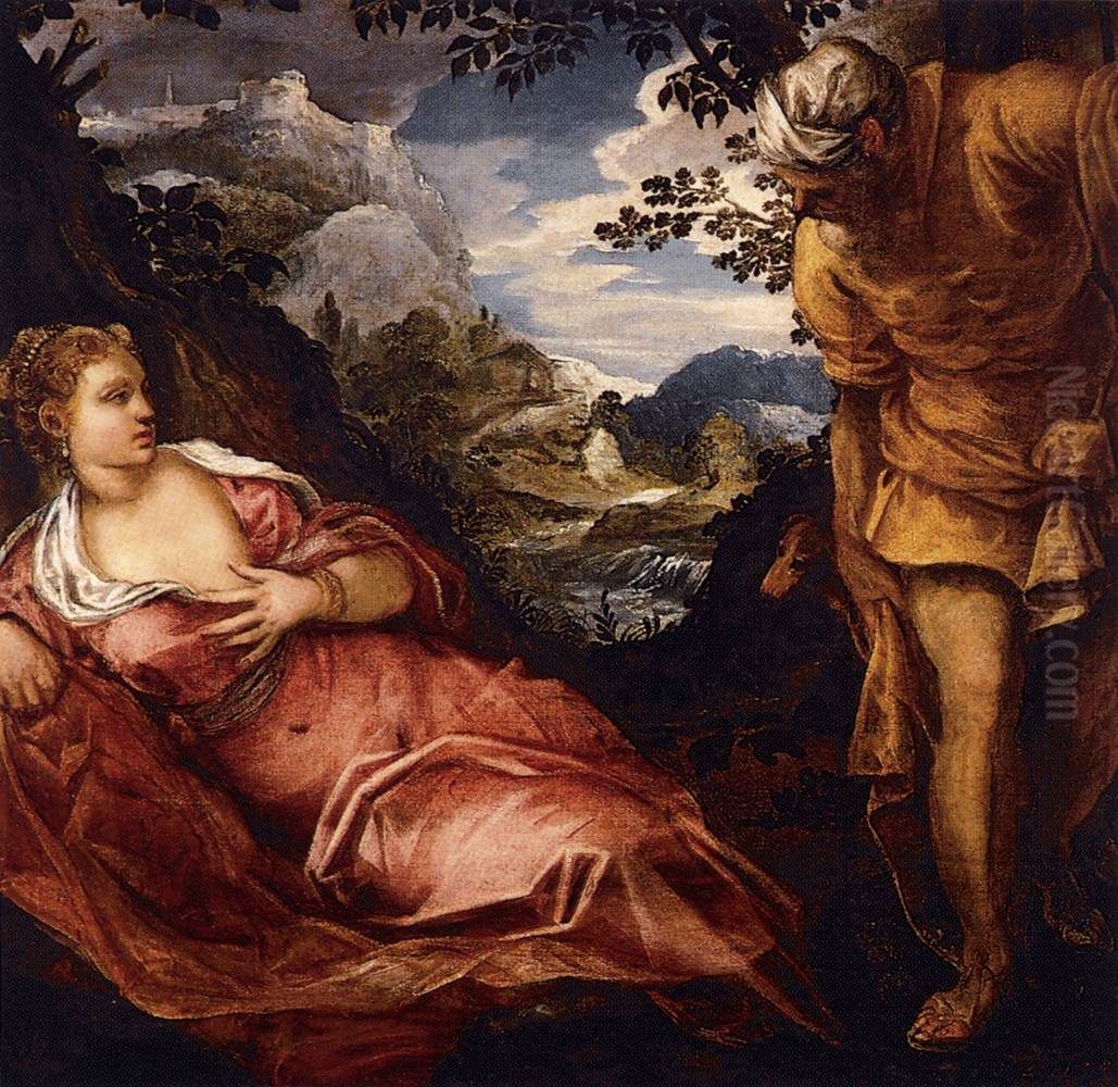 The Meeting of Tamar and Judah Oil Painting by Jacopo Tintoretto