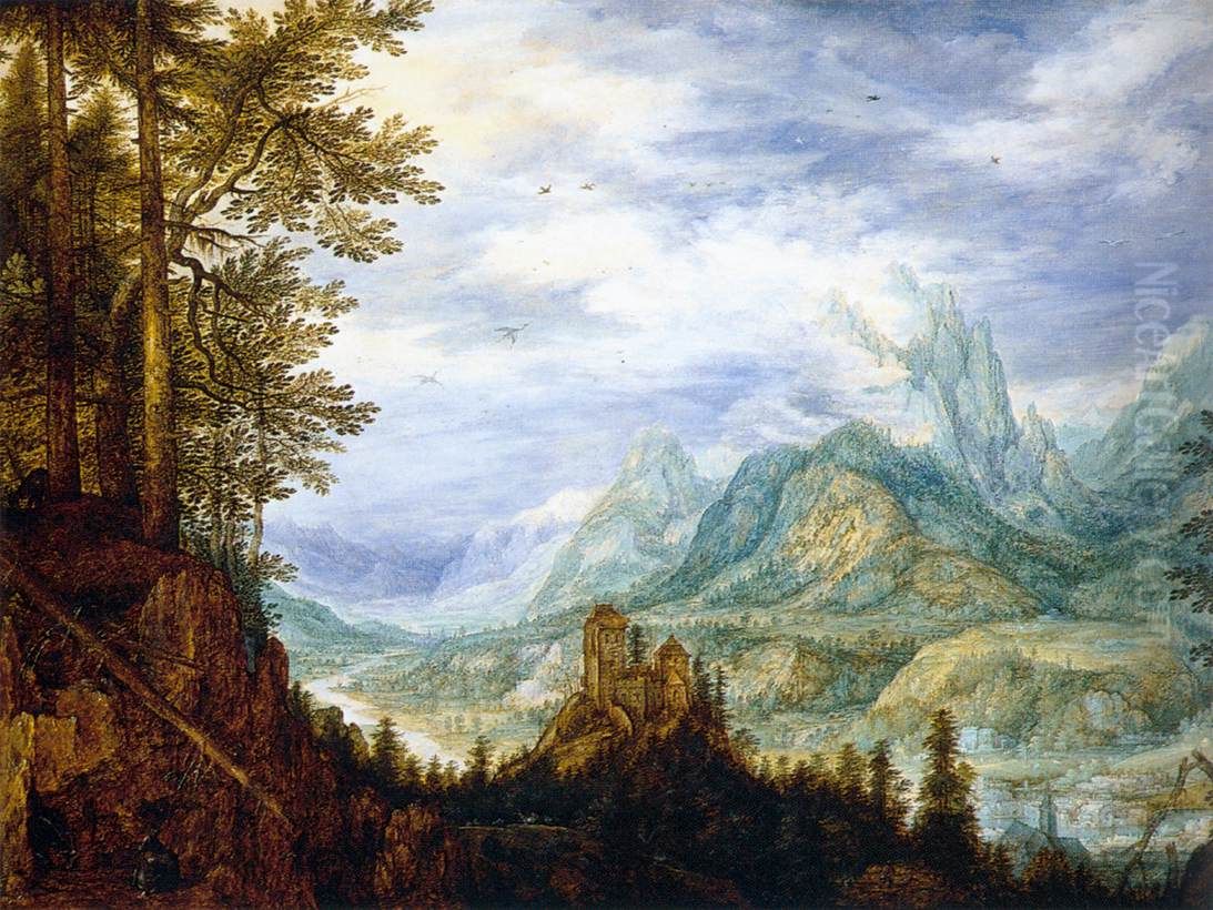Mountainous Landscape with a Castle Oil Painting by Roelant Savery