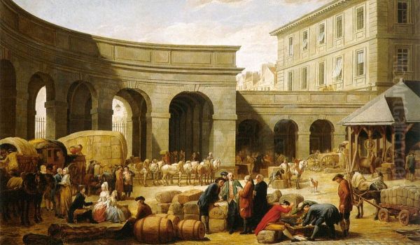The Courtyard of the Customs House Oil Painting by Nicolas Bernard Lepicie