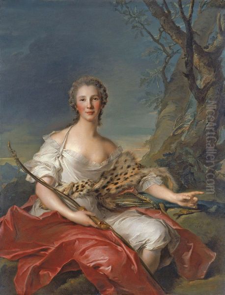 Portrait de madame Bouret en Diane Oil Painting by Jean-Marc Nattier