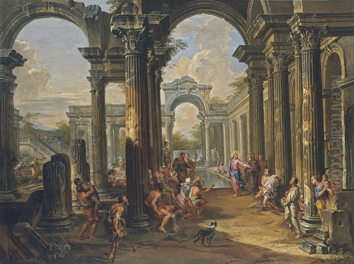 The Pool at Bethesda Oil Painting by Giovanni Paolo Panini