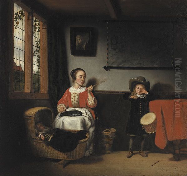 The naughty Drummer Oil Painting by Nicolaes Maes