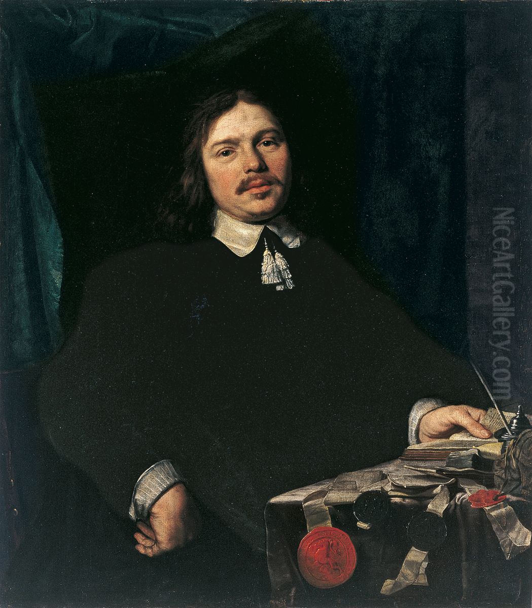 Portrait of a man with documents Oil Painting by Bartholomeus Van Der Helst