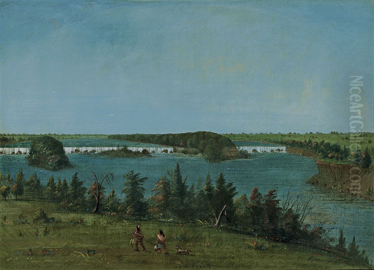 The Falls of Saint Anthony Oil Painting by George Catlin The Falls of Saint Anthony Oil Painting by George Catlin
