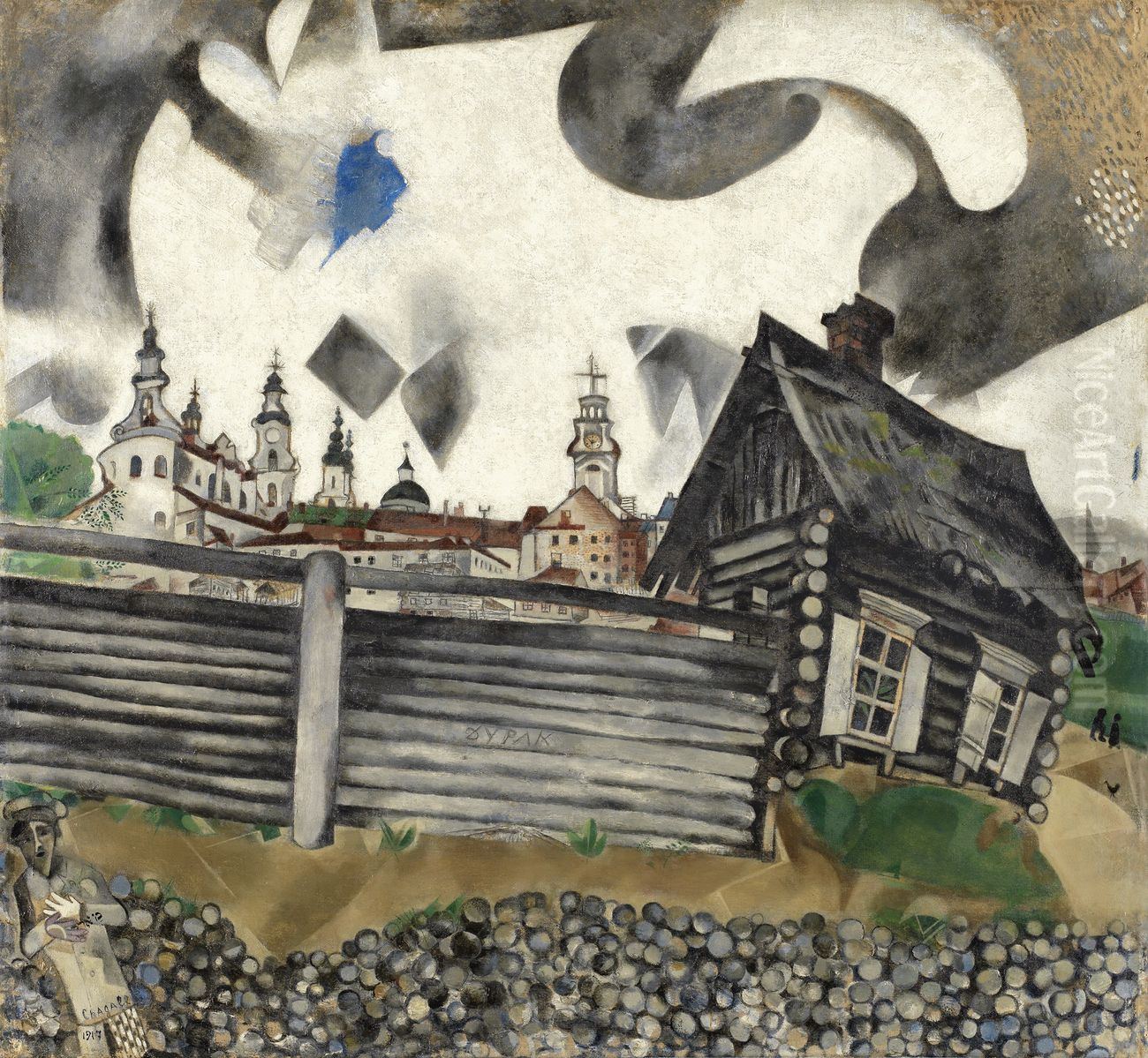 The Grey House Oil Painting by Marc Chagall