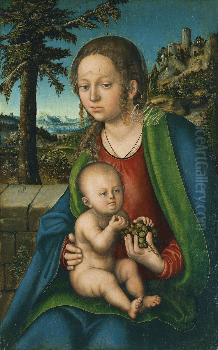 Madonna mit Kind und Trauben Oil Painting by Lucas Cranach the Elder Madonna mit Kind und Trauben Oil Painting by Lucas Cranach the Elder