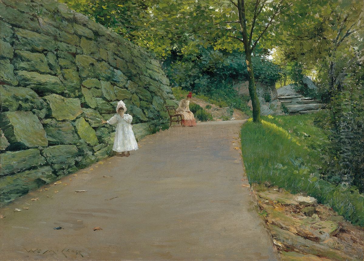 En el parque. Un camino Oil Painting by William Merritt Chase