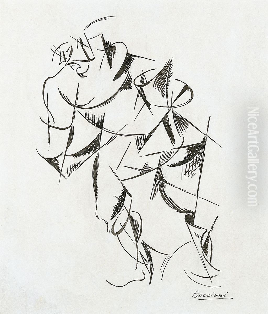 Boxer Oil Painting by Umberto Boccioni